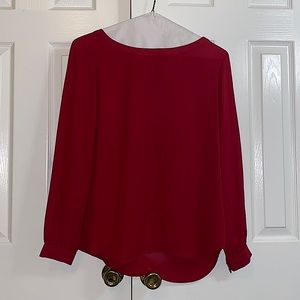 Loft Burgundy Blouse With Back Tie Detail